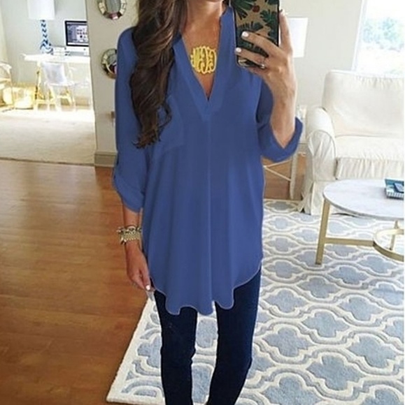 Tops - V-neck plus size tunic blouse